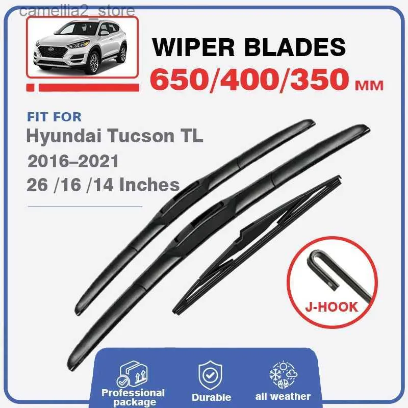 شفرات ممسحة خلفية من الزجاج الأمامي لـ Hyundai Tucson TL MK3 2016 2017 2018 2019 2020 2021 Window Windscreind Wash Wash Fit U Hook Arm Q231107