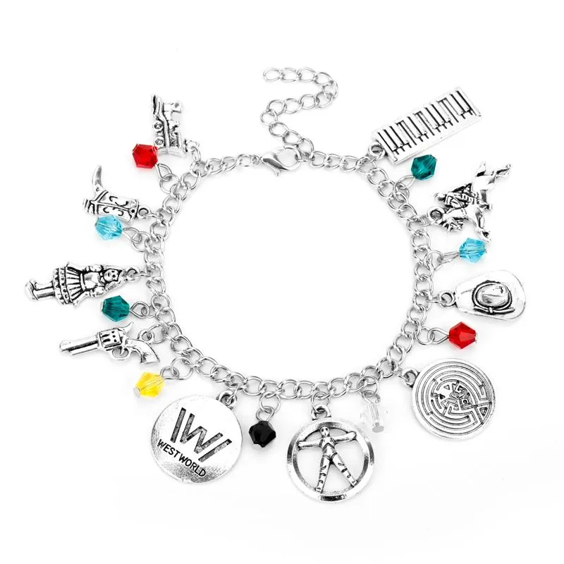 Bracelets à maillons chaîne Dongsheng Westworld femme pistolet chapeau bottes accessoires bracelets mode perles de cristal bijoux pour femmes cadeau-25Link