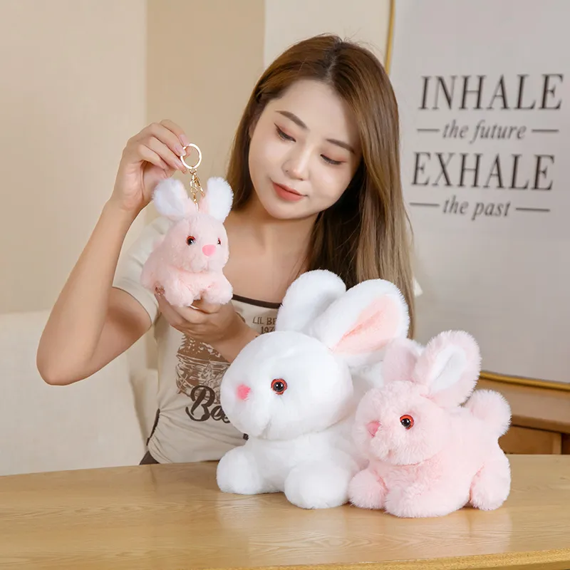 Jouets en peluche lapin mignon de 30cm, Animal en peluche, jouets pour bébé, poupée, jouet d'accompagnement pour le sommeil, porte-clés de 15cm, cadeaux pour enfants