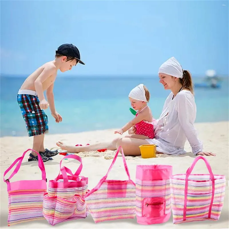 Duffel Bags Foldable Beach Mesh Bag Storage Pouch Tote Large Capacity Travel Kids Toy Organizer Net Portable Backpack 2023