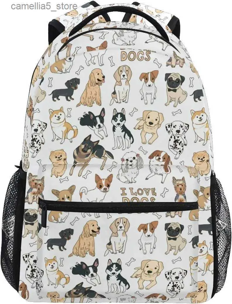Рюкзаки Cute Doodle Dog Print Animal Большой рюкзак для детей Мальчики Девочки Школьник Персонализированный ноутбук iPad Tablet Путешествия Школьная сумка Q231108