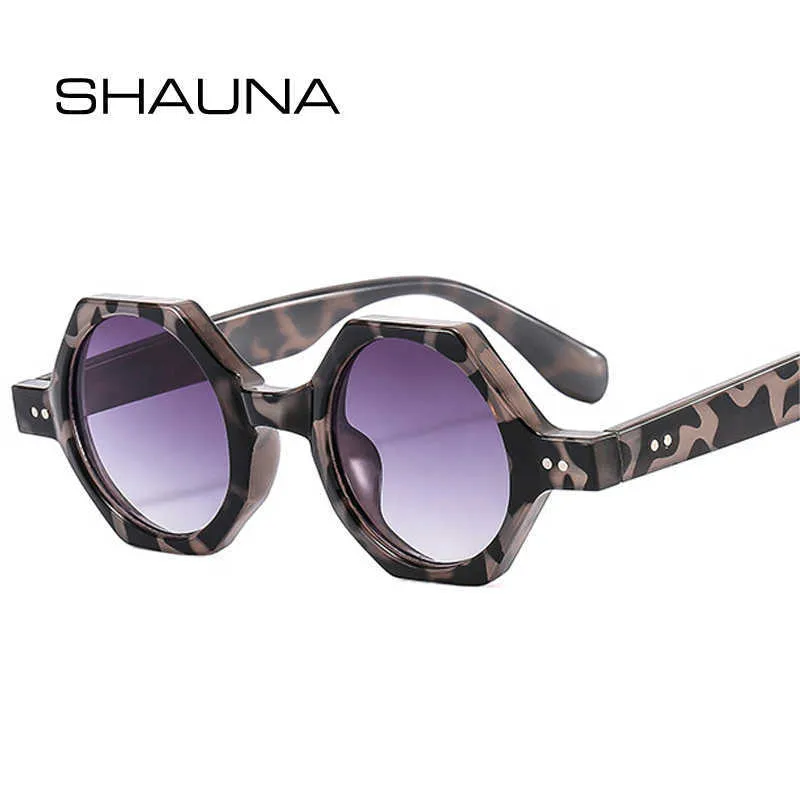 Zonnebril SHAUNA Retro Punk Mannen Polygoon Vierkante Zonnebril Mode Klinknagels Decoratie Shades UV400 Vrouwen Roze Oranje Zonnebril P230406