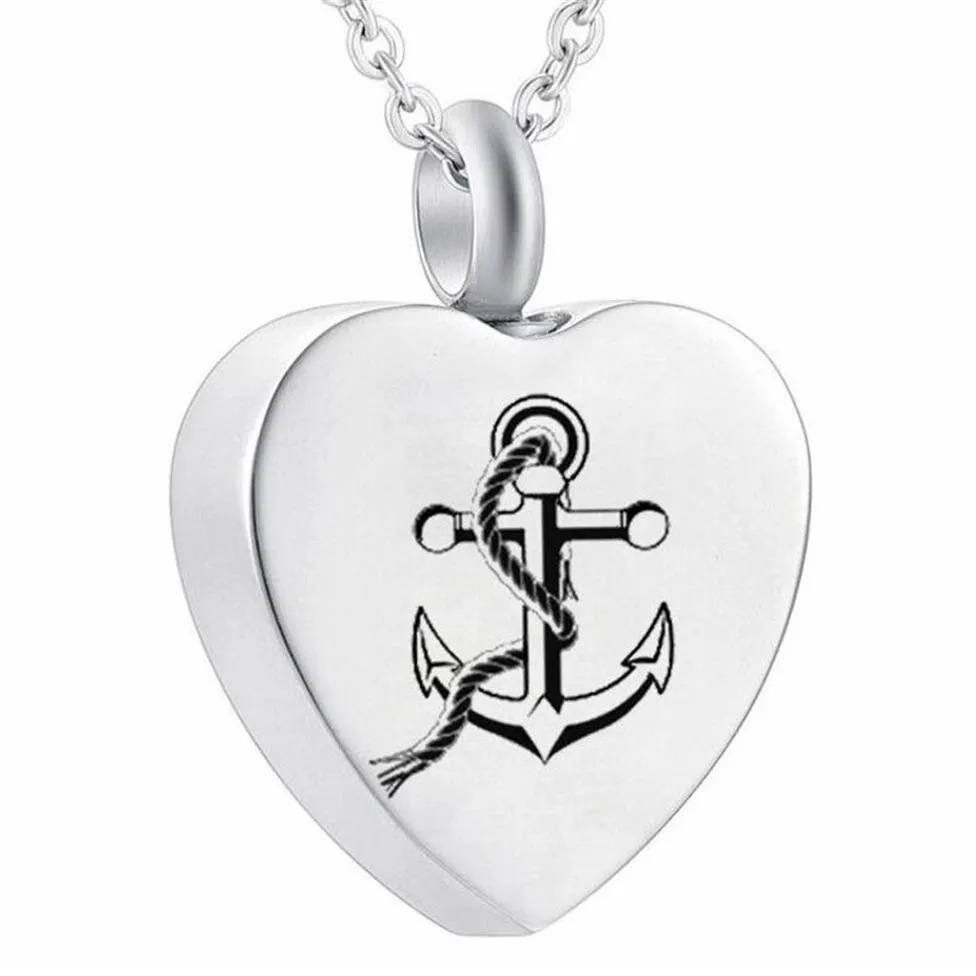 Urna Collana ancora Ciondolo cuore Gioielli cremazione Ceneri commemorative Keepsake259L