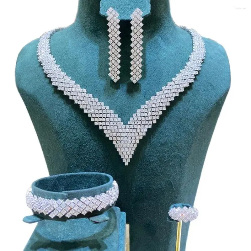 Naszyjniki Ustaw luksusowe cyrkonia biżuteria Dubai Wesela i akcesoria za darmo wszystkie przedmioty