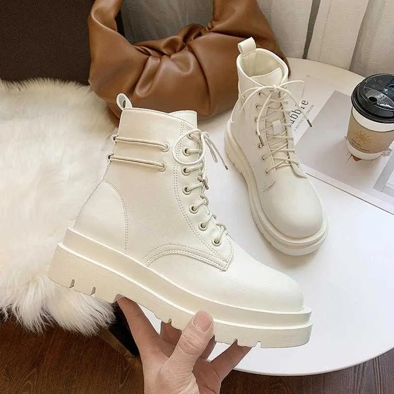 Boots Women Ankle Boots Winter Round Toe Zip Lace Up Platform 2021 Fashion Shoes For Non Slip Chelsea Boots Botines De Mujer AA230406