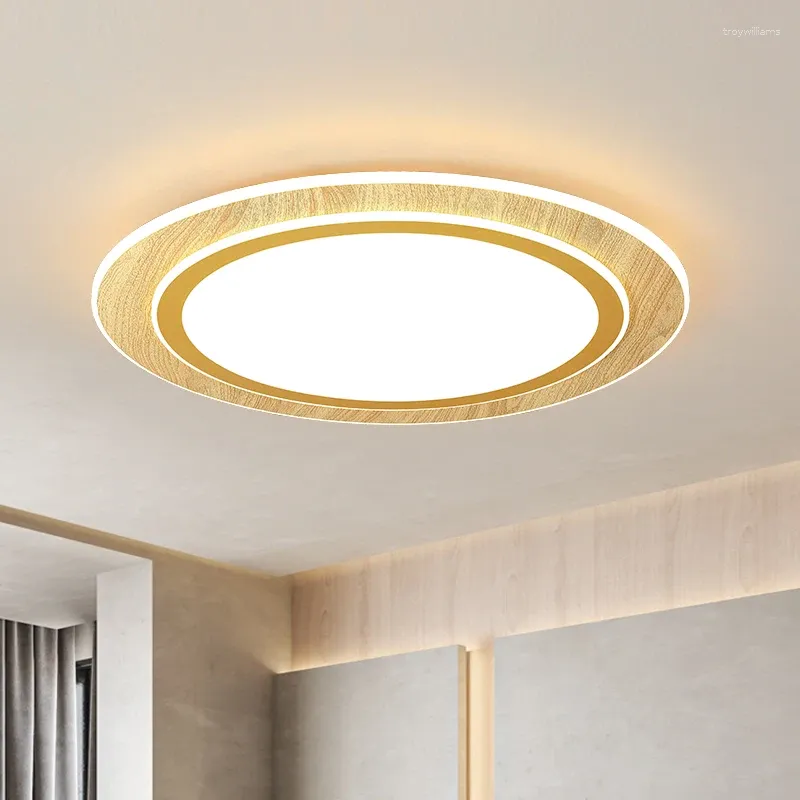Потолочные светильники, деревянные светодиодные лампы, современный ультратонкий японский круглый светильник для спальни, гостиной, шкафа, балкона, светильник