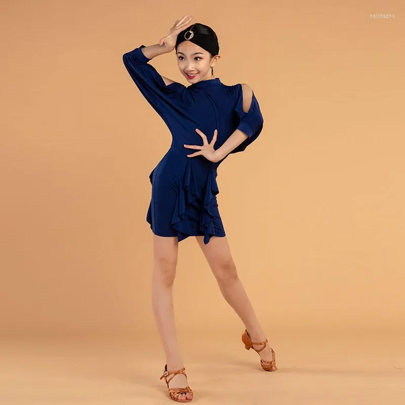 Scen Wear Latina Dance Dress for Girls Fall Ballroom Practice Designer Kläder Sumba Costume Tango Cha Outfits DL6817