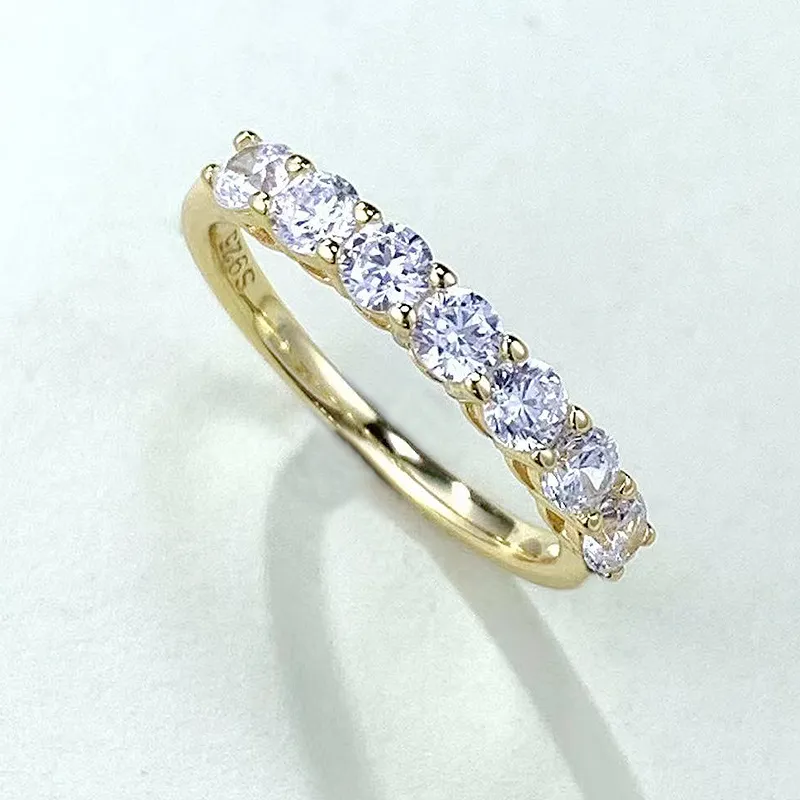 Anel de diamante de moissanite eterno em ouro 14k, prata esterlina real, festa de casamento, anéis de banda para mulheres, homens, joias de noivado