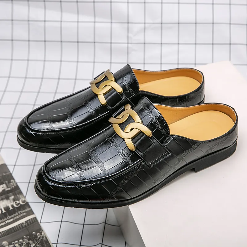 Мужские сандалии черный коричневый металлический украшение ручной работы для мужчин.