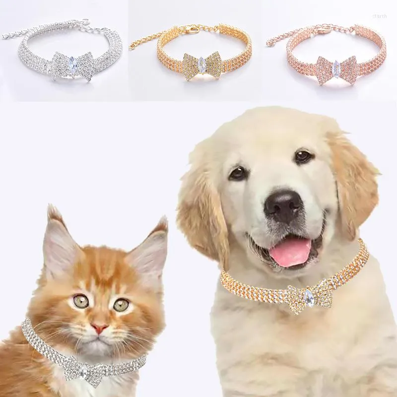 Dog Collars High-grade Necklace Collar Fashion Jeweled Bow Puppy Cat With Bling Rhinestone Diamante Dogs Pet Supplies Accessories