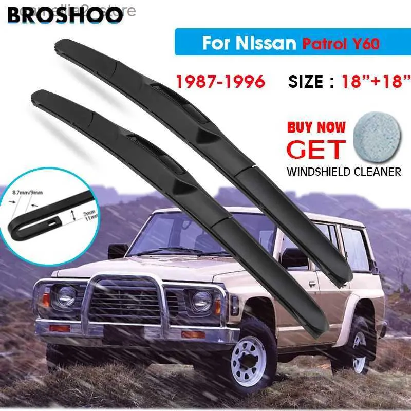 Windshield Wipers Car Wiper Blade For Nissan Patrol Y60 18"+18" 1987-1996 Windscreen Windshield Wipers Blades Window Wash Fit U Hook Arms Q231107