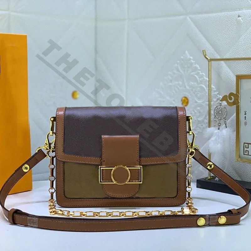 Klassisk dauphine mm väska designer kvinnors handväska crossbody väska mode läder kedja axel messenger väska plånbok p8cw#