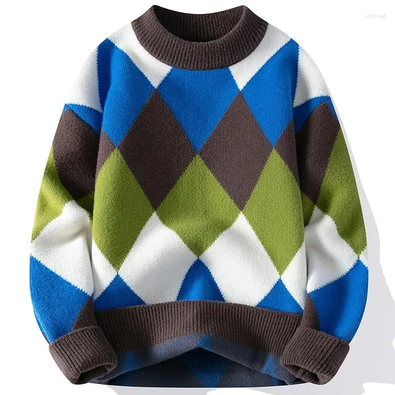 Männer Pullover 2023 Herbst Winter Dicke Warme Harajuku Kaschmir Pullover Männer High-End-Herren Weihnachten Jumper Mode Argyle Pullover