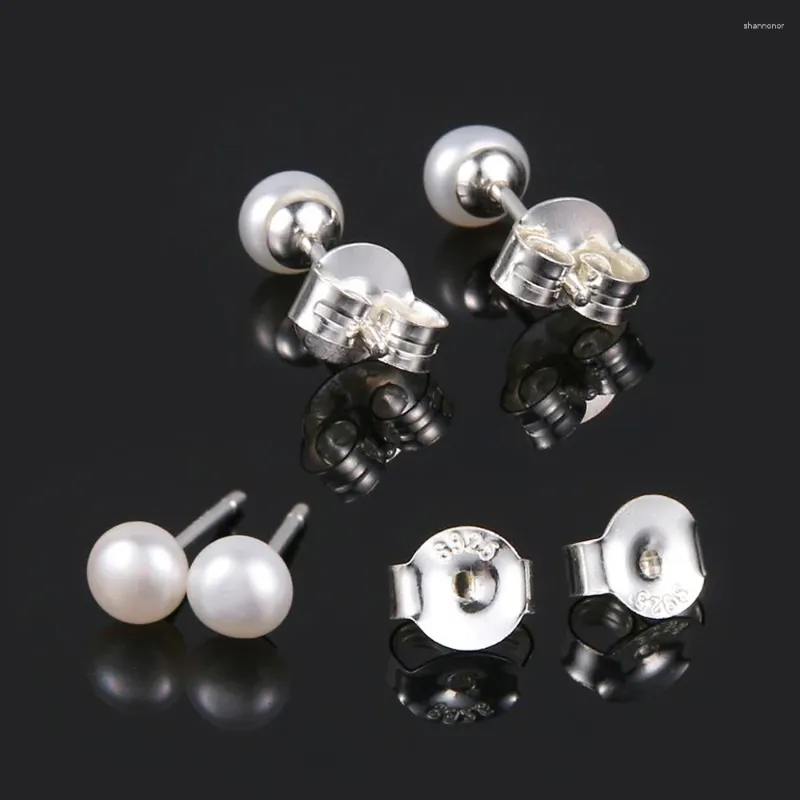 Kolczyki na stadninach Shinygem Contracted Style 4-5 mm oryginalny mały kolor perłowy Klasyczny elegancki kształt dla kobiet
