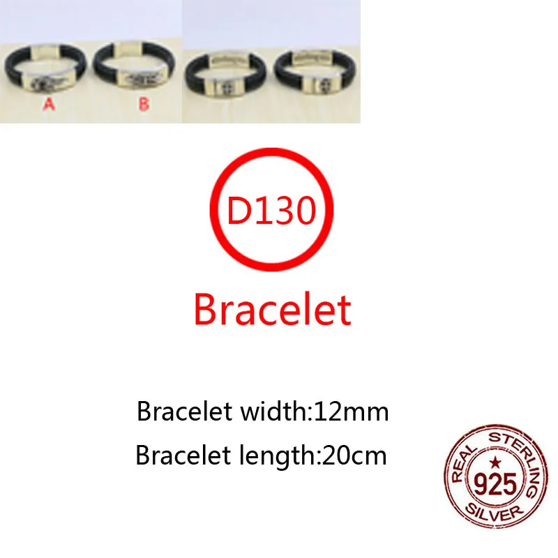 D130 S925 Bracciale in pelle bovina in argento sterling Hip Hop Street Fashion Coppia gioielli Personalizzati Stile punk Solido Spada Croce Fiore Lettera Forma Amante Braccialetto regalo