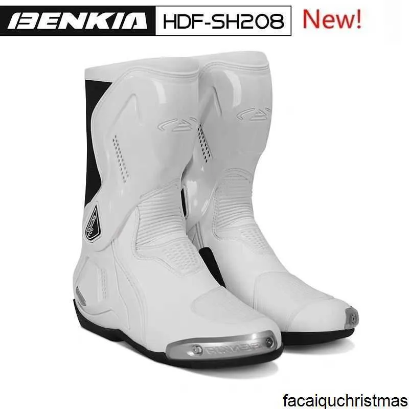 Chaussures de moto Chaussures d'équitation authentiques BENKIA Bottes d'équitation de moto Torque Chaussures d'équitation blanches Cross Country Racing Track Moto Hommes et Wo HBHT