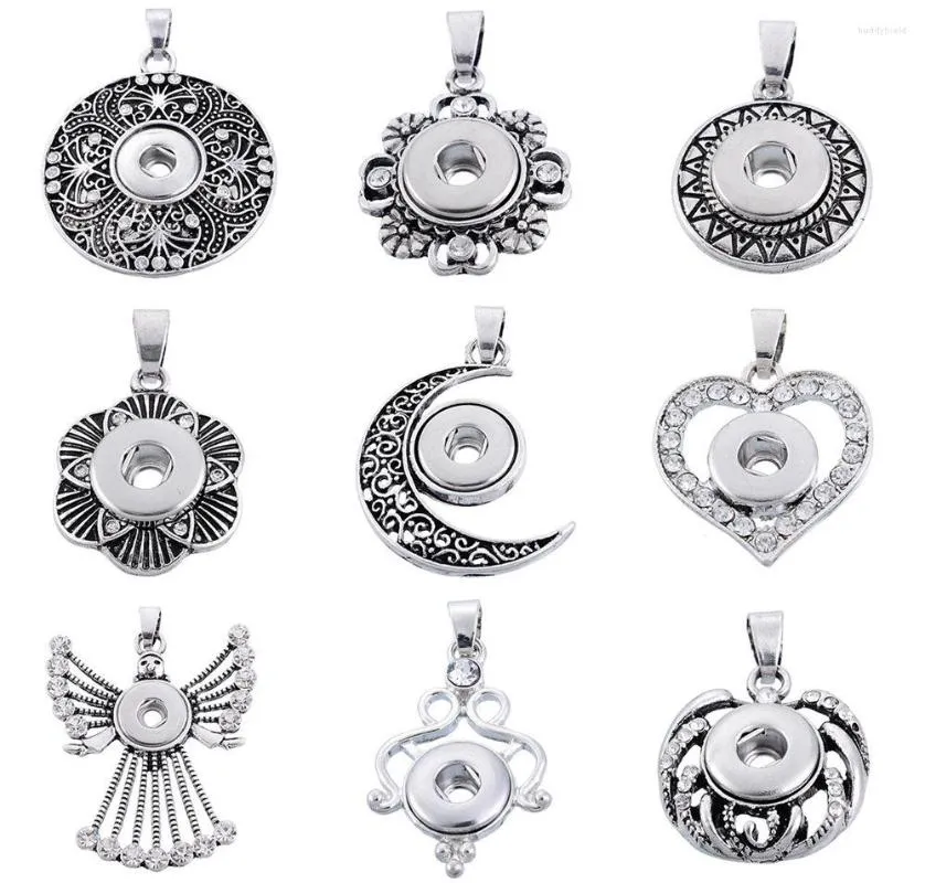 Kedjor Fashion Beauty Heart Moon Flowers Angel Round Snap Pendant Necklace Chain 60cm Fit 12mm knappar Små smycken