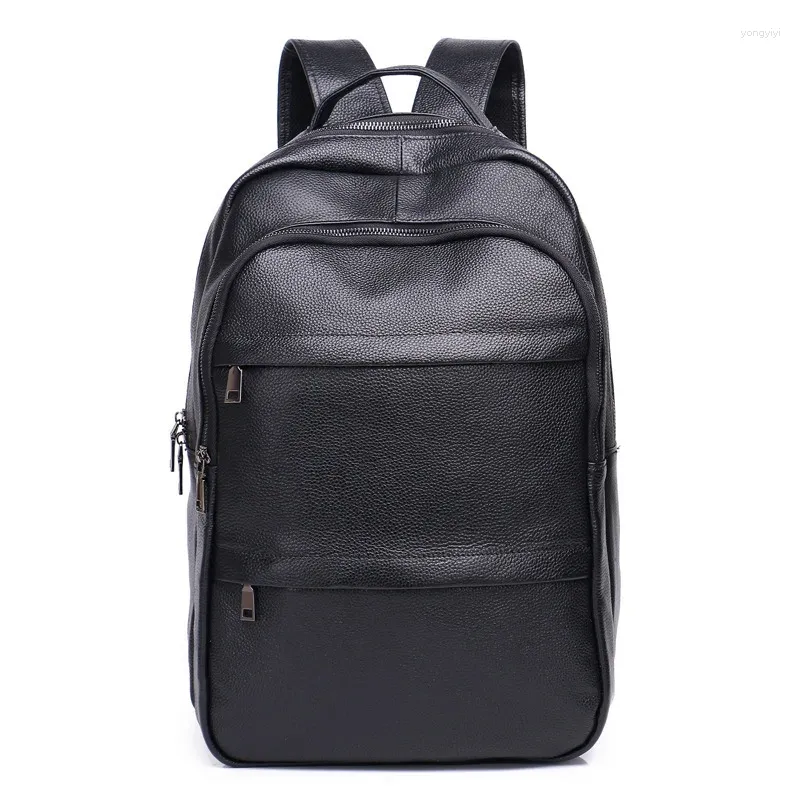 Mochila Vaca Cuero genuino Estudiante Real Natural Hombres Mochilas Boy Lager Computadora Portátil Bolsa de moda