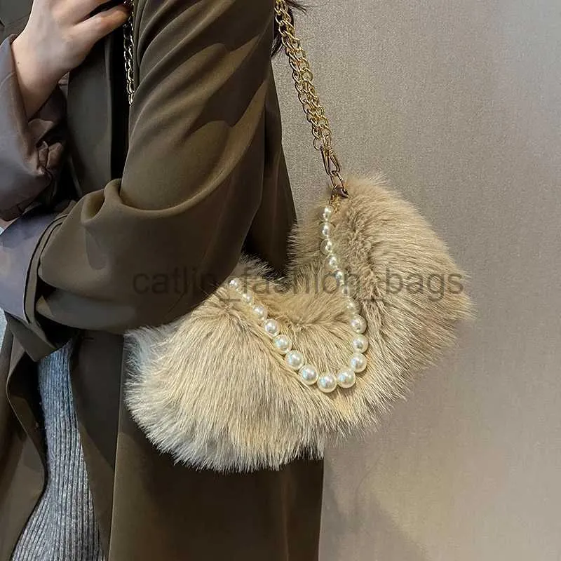 Borse a tracolla Borse Autunno Inverno Morbida pelliccia sintetica e borse Borsa a tracolla di lusso da donna carina Plus Borsa a tracolla dolce borsacatlin_fashion_bags