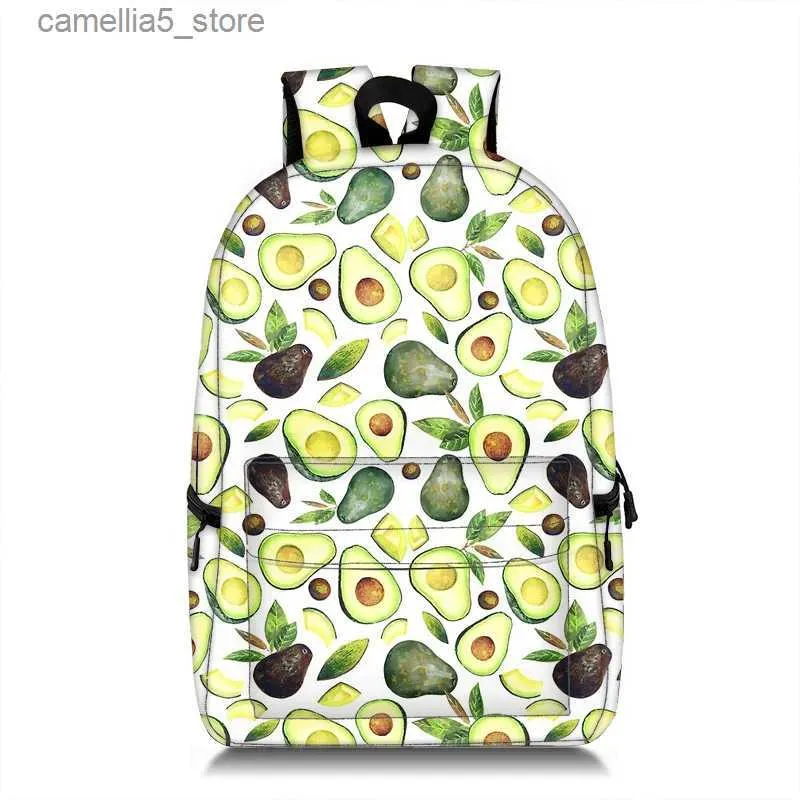 Backpacks Cute Fruit Avocado Print Backpack Women Shoulder Bags for Travel Men Laptop Backpack Teenager Children School Bags Bookbag Q231108