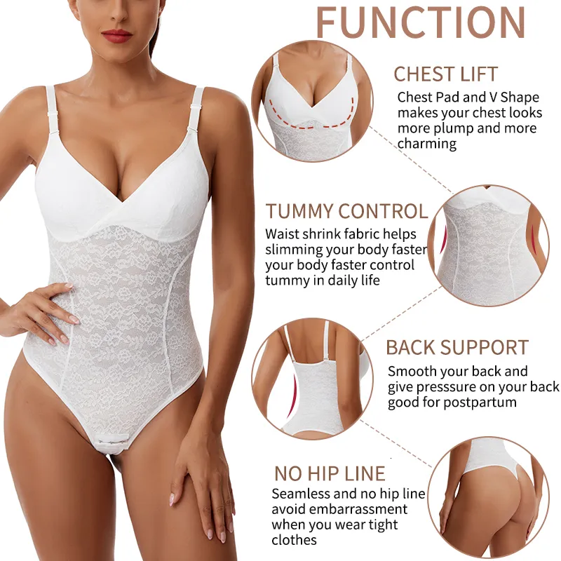 3 In 1 Lace Low Waist Body Shaper Bodysuit For Women Seamless