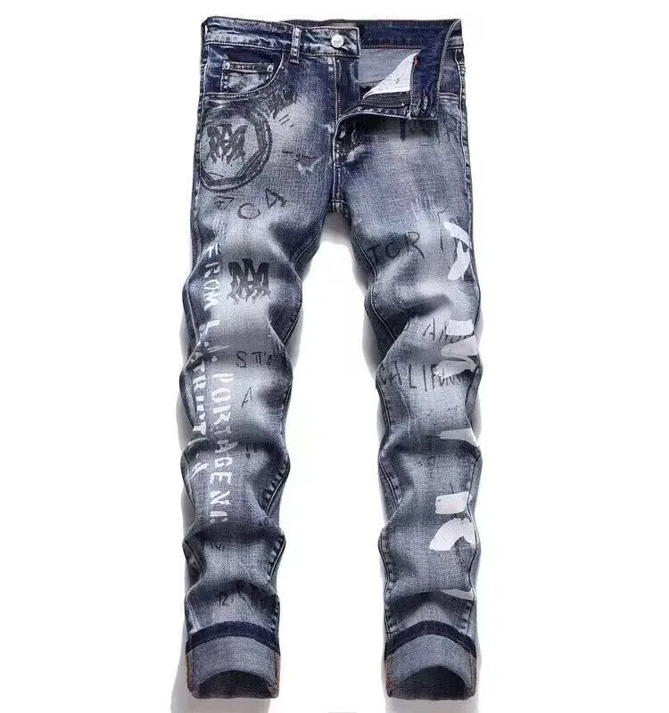 Religion Gallary Dept Jeans pour hommes Jean européen cassé Hombre lettre étoile hommes broderie Patchwork déchiré pour tendance marque moto pantalon hommes maigre 831720604