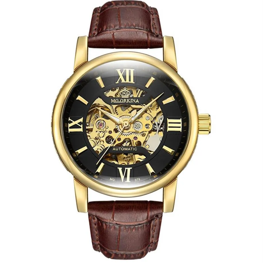 Wristwatches Relogio Masculino Orkina Brand Men's Automatic Mechanical Watches Leather Strap Watch Fashion Sports Men1993