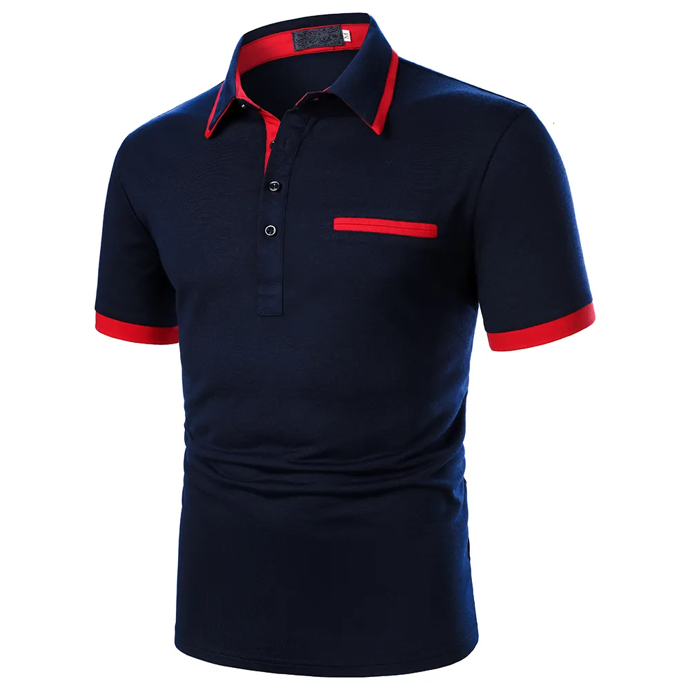 Män s t skjortor polo kort ärm kontrast färgkläder sommar urban affär casual mode tops 230407