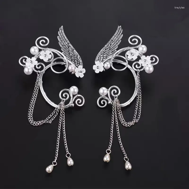 Brincos traseiros Elven Ear Cuffs artesanais Elf Fairy Cuff Wrap Clip-on Filigrana para fantasia fantasia de Halloween