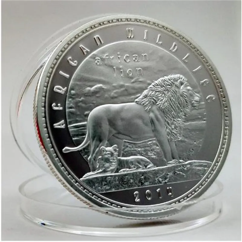 Moneta d'argento Leone Arti e Mestieri Moneta commemorativa con animale dello Zambia