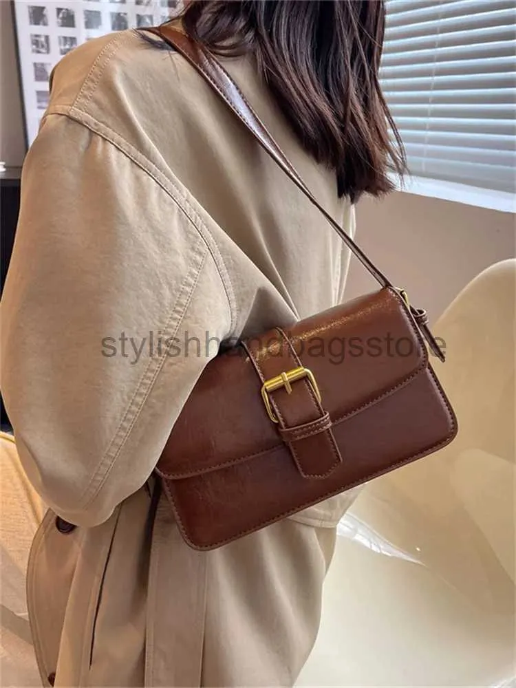 Sacs à bandoulière Sacs à bandoulière pour femmes Couleur Pure vintage Triple compartiment modifiable double sangles carré Soulder sac de messager 2023stylishhandbagsstore