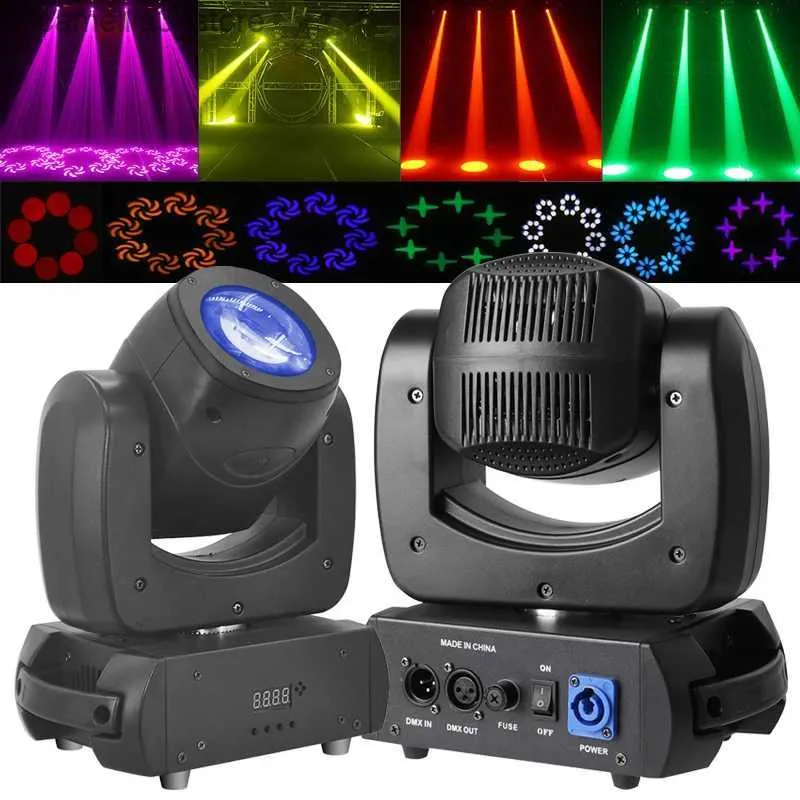 Moving Head Lights 2 stks Moving Head Light 7 Gobos 7 Kleuren Spotlight Met Geluid Geactiveerde DMX512 Controle Voor DJ Disco Party Stage Strobe Beam Light Q231107