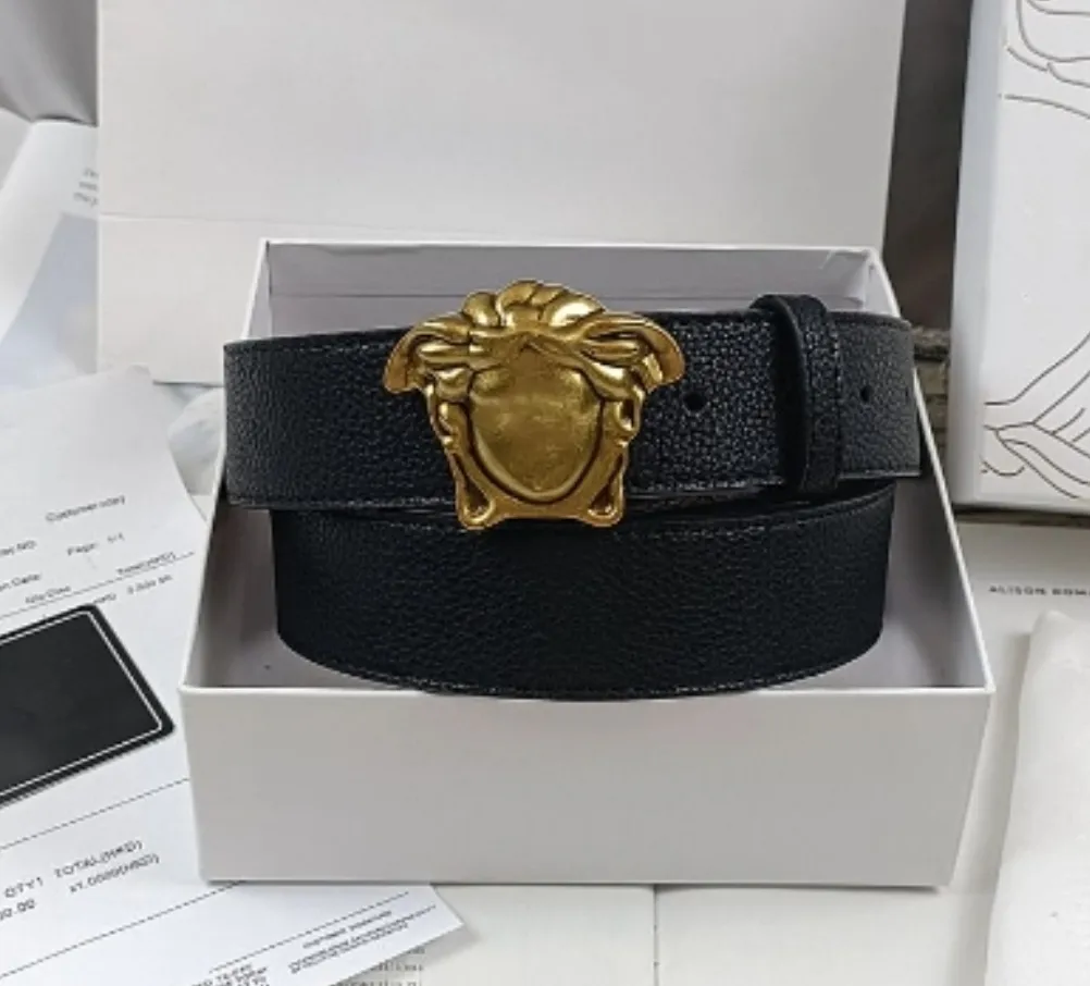 Cinturón de lujo para hombre, cinturón clásico con estampado de lichi, cinturón de diseñador para mujer, cinturón fino con letras de Metal