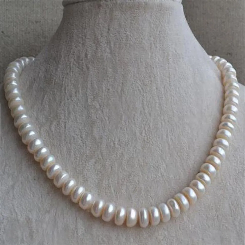 Ювелирные изделия из натурального жемчуга 17 дюймов белого цвета, ожерелье из настоящего пресноводного жемчуга 9 5-10 5 мм, большие размеры, женские ювелирные изделия257S