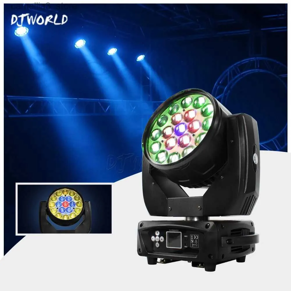 Moving Head Lights LED -lampan 19x15w Moving Head Zoom+Wash DMX Stage Lighting Nightclub Bar Soundlights Spotlight DJ Equipment Disco Light Party Q231107