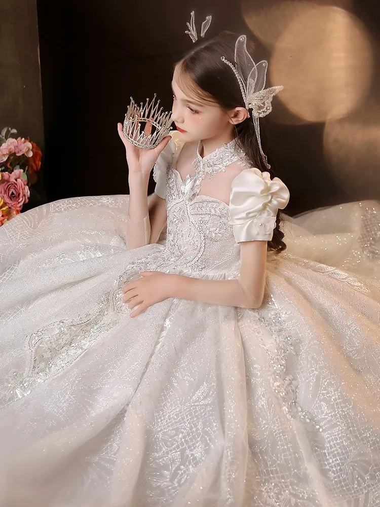 Girls Dress Children Pageant Gown Girls Princess Long Dress Sequin Lace  Gorgeous Party Ball Gown Flower Girl Wedding Dress - Girls Party Dresses -  AliExpress