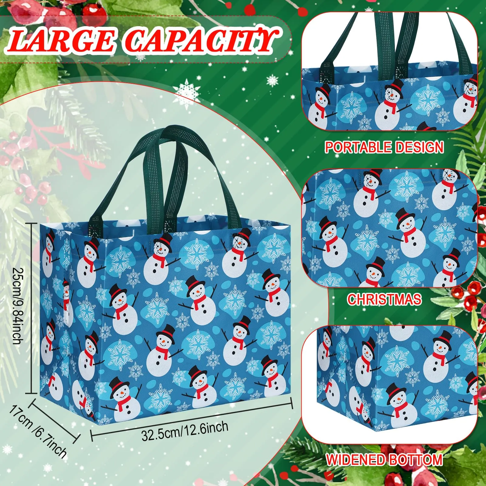 Dekoracje świąteczne torby prezentowe Tote Bk bez tknięcia z uchwytem 12,8 x 9,8 6.7 w zimowej kropli dostawa OTSLQ
