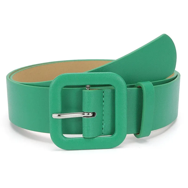 DHgate.com:Womens Faux Leather Belt with Square Pin Buckle