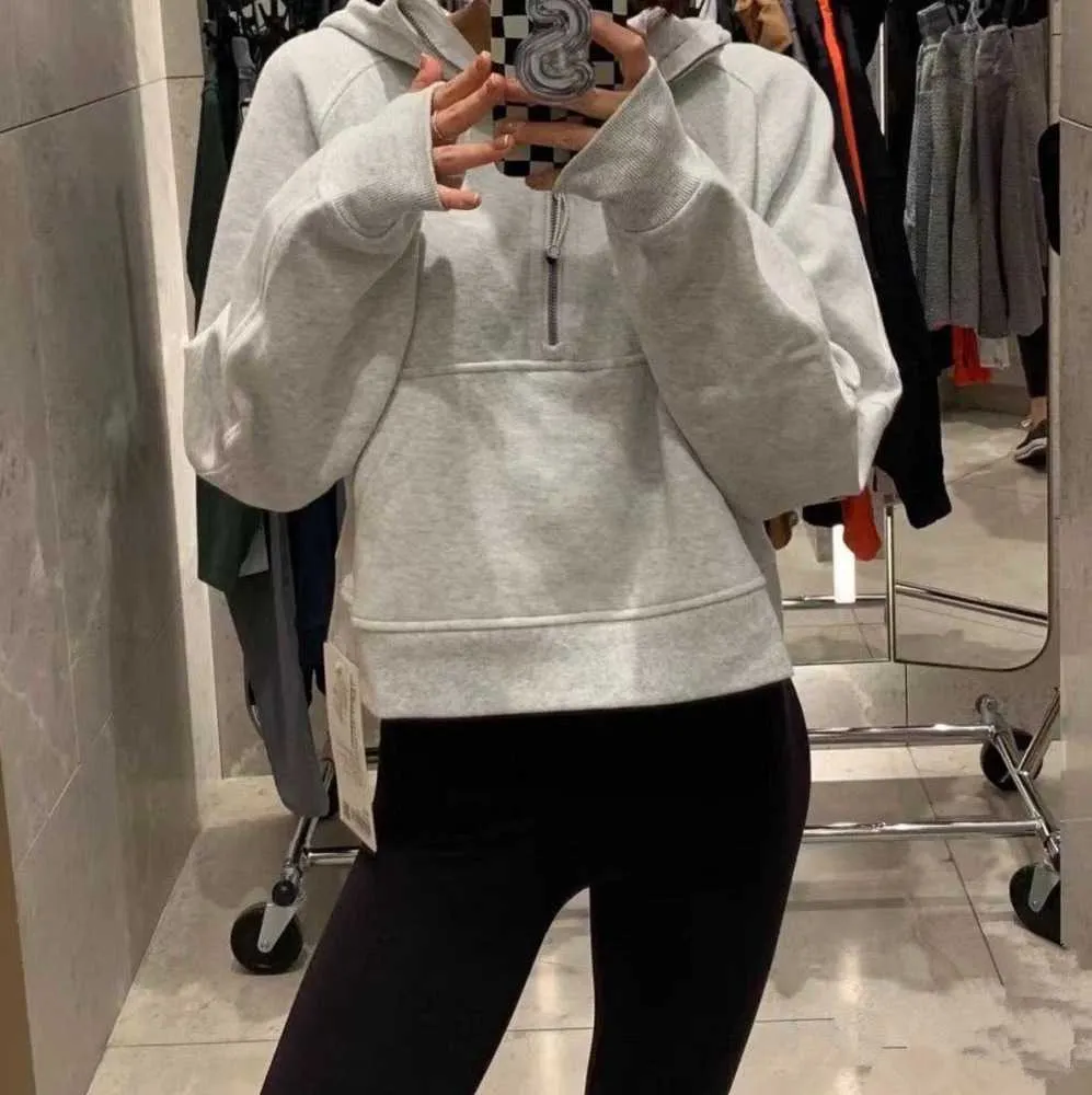 2023LU Scuba Half Zip Sweat à capuche Femmes Yoga Costume Designer Lululemens Sweat à capuche Dames Gym Sportswear Sports de plein air Mode classique 28ess