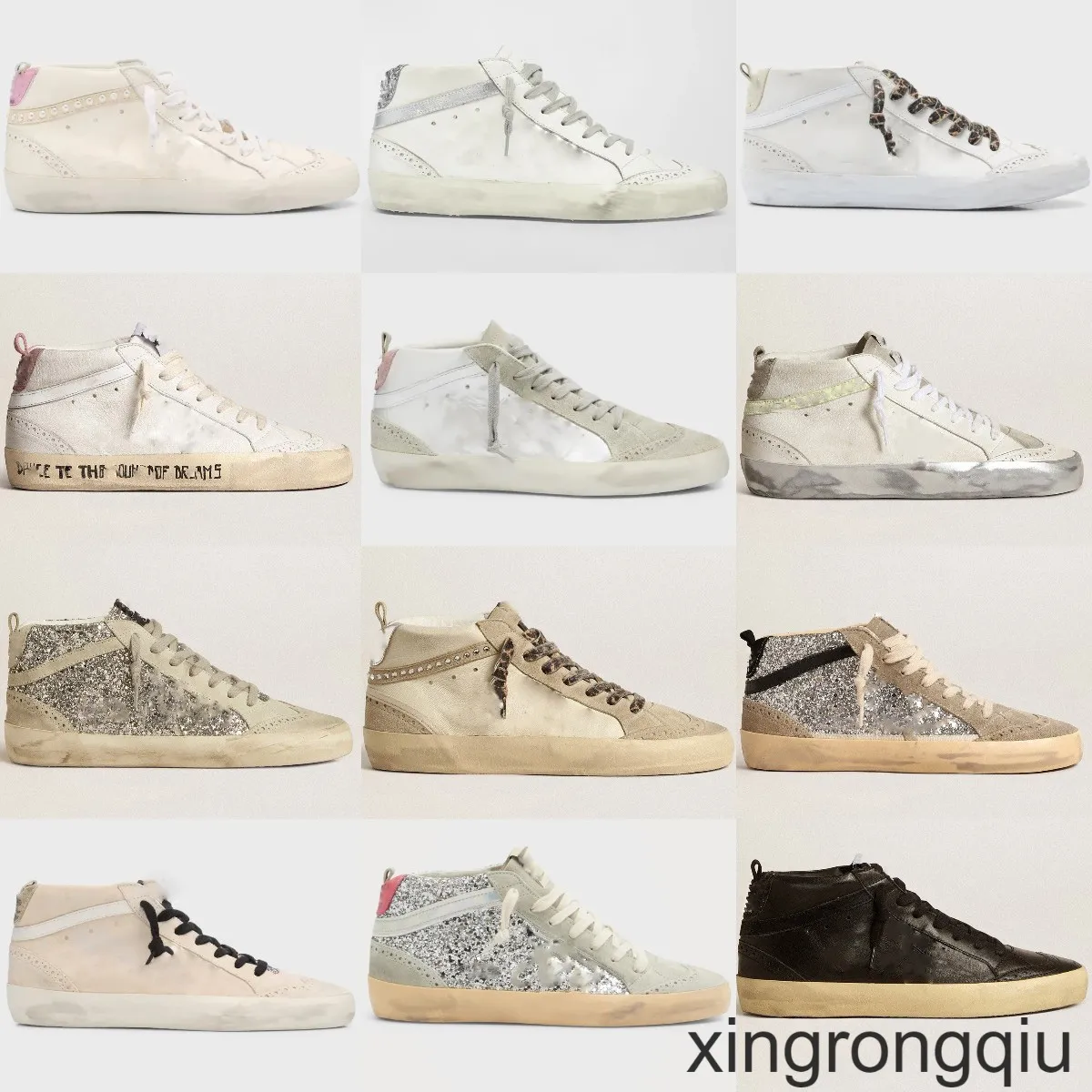 Designer Italie Marque Sneaker Mid Star Femmes Chaussures Imprimé Léopard Rose-or paillettes Classique Blanc Do-old Dirty Designer High Top Style Shoe