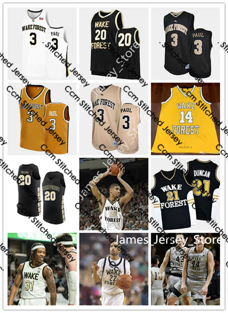 2022 NCAA Custom Wake Forest ed Basketball 3 Chris Paul Jerseys 21 Tim Dun Can 20 Khadim Sy 23 Lucas Taylor 30 Damari Monsanto 31 Alondes Williams Jersey