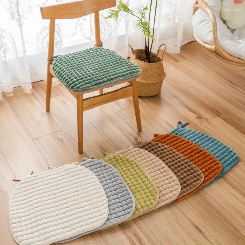 Coussin de chaise de salle à manger antidérapant, coussin de siège avec cravate en coton carré plus épais pour l'hiver