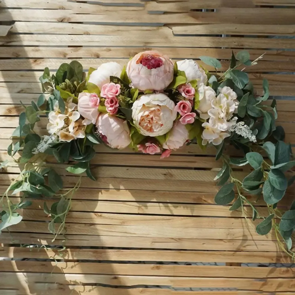 Décoration de mariage fleurs pivoines toile de fond fait à la main Swag chemin de Table pièce maîtresse guirlande suspendue couronne décor à la maison