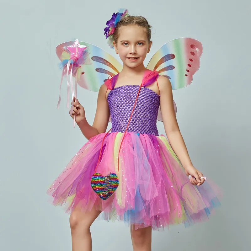 Ragazze rosa Glitter Tulle vestito bambini farfalla fata Tutu