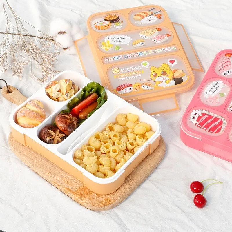 Bento Boxes Children's lunch box high capacity tablet computer food container travel hiking camping office school leak proof portable lunch box 1000mL 230407
