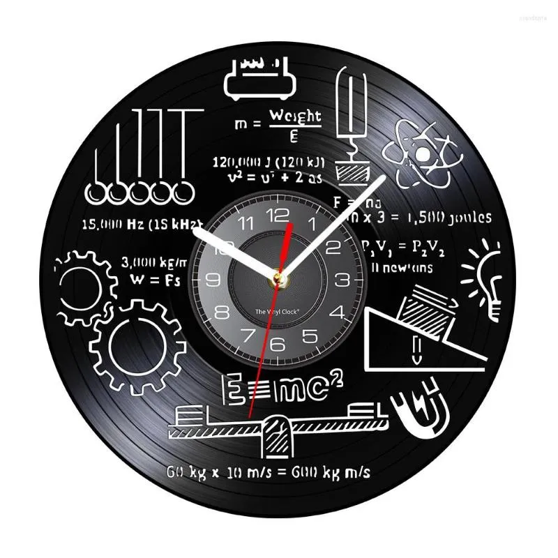 Orologi da parete Scienziato Fisica Orologio da registrazione Aula scolastica Decorazione di matematica E Mc2 Teoria della relatività Opera d'arte Orologio silenzioso