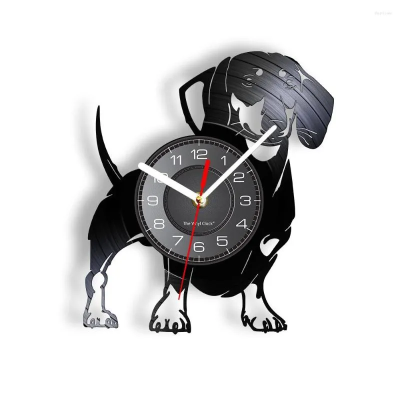 الساعات الحائط dachshund dog record clock doxie home decor watch wiener-dog music sausage buppy hift