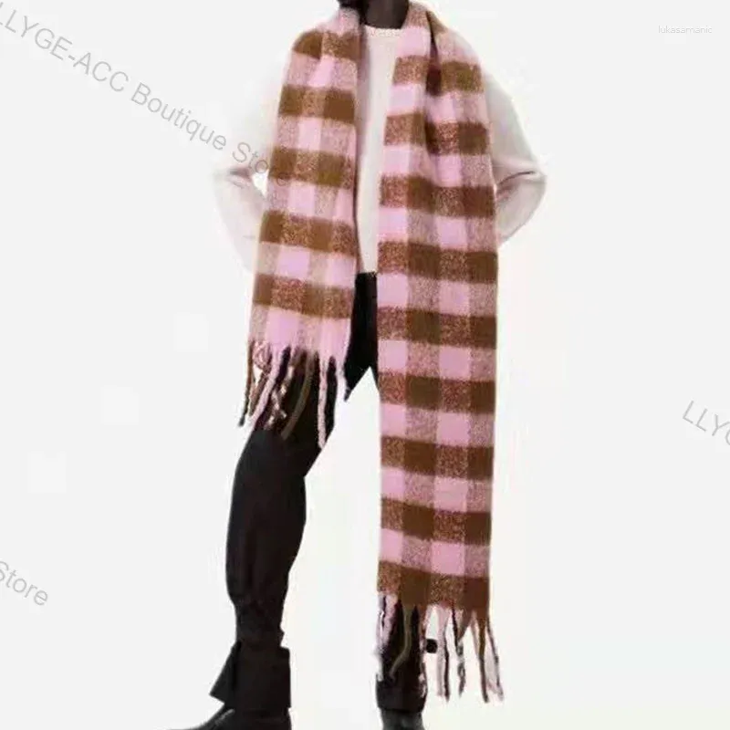 Lenços estilo unisex outono inverno cashmere lenço xadrez mulheres macio clássico preto branco luxo checkerboard pashmina xale