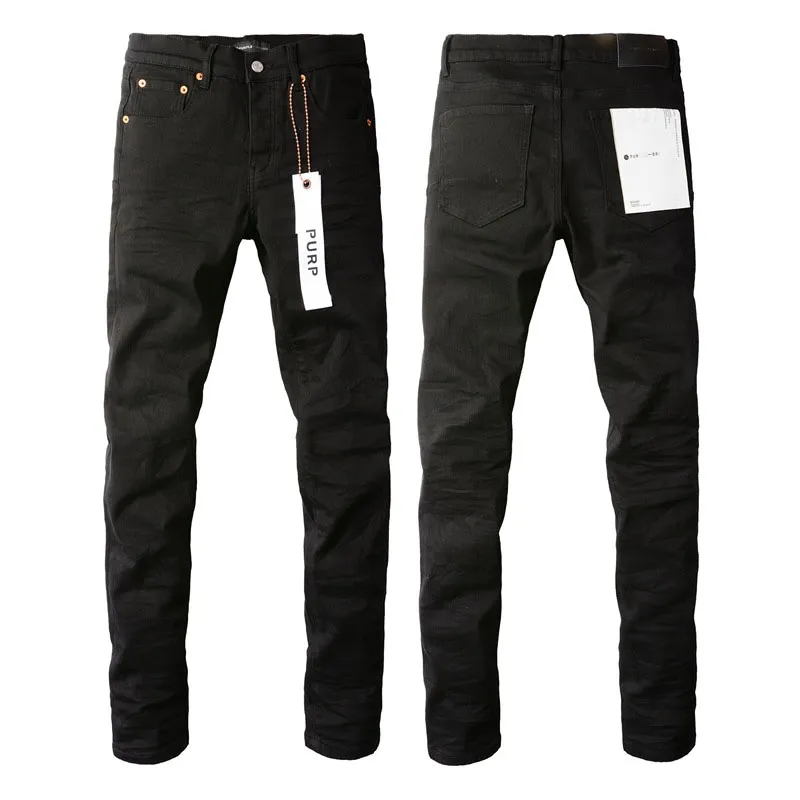 Purp marca designer americano preto algodão high street stretch fino ajuste angustiado moda jeans calça jeans