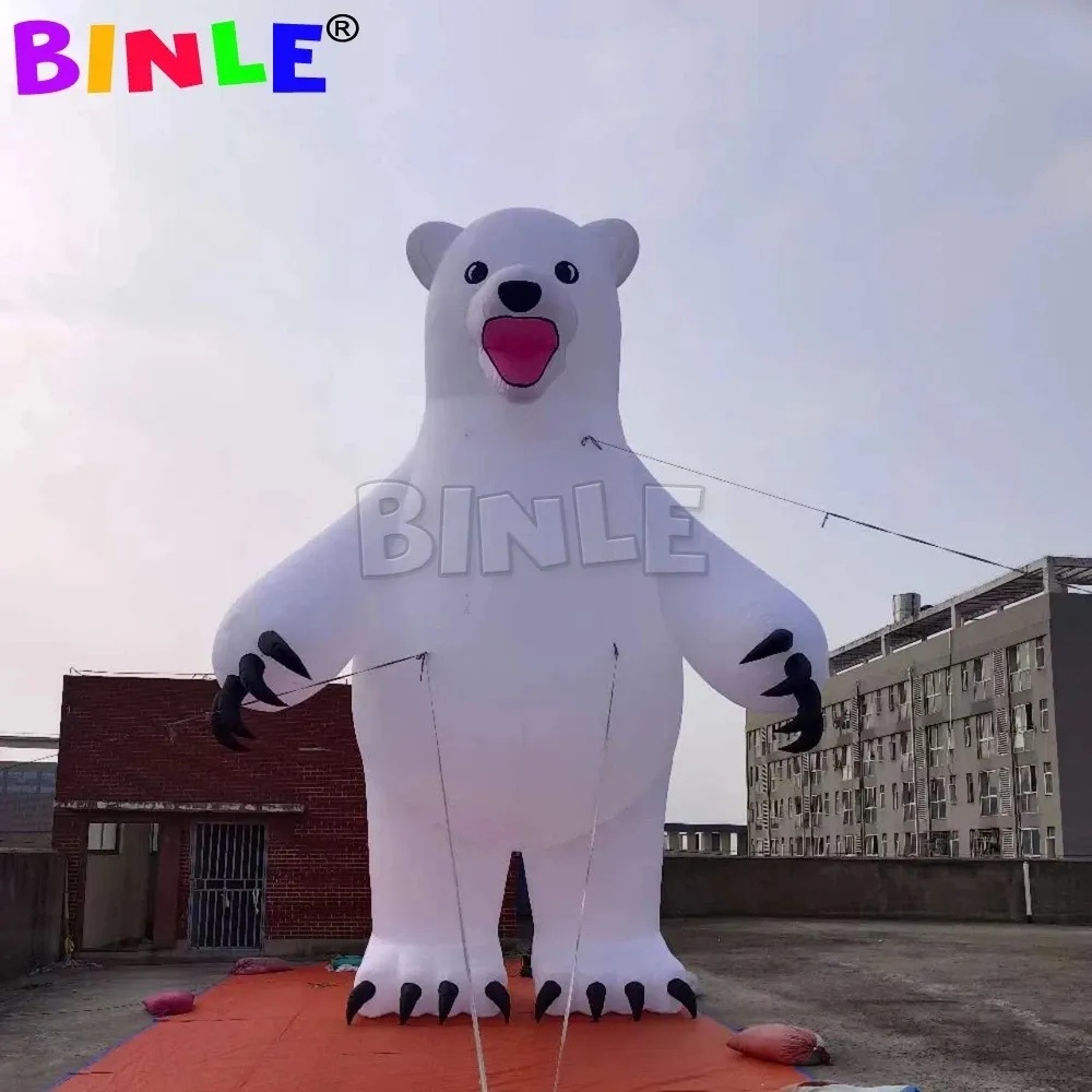 Christmas White Inflatable Polar Bear With Led Lighting Factory Price Air Inflatable Bear Mascot For Yard Decoration